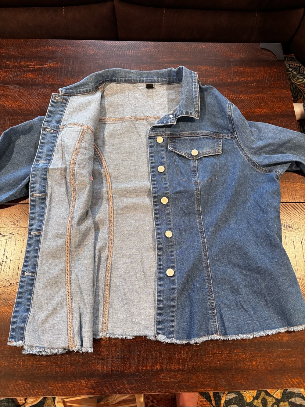 SHEIN Raw Hem Blue Denim Jacket - Picture 1 of 10